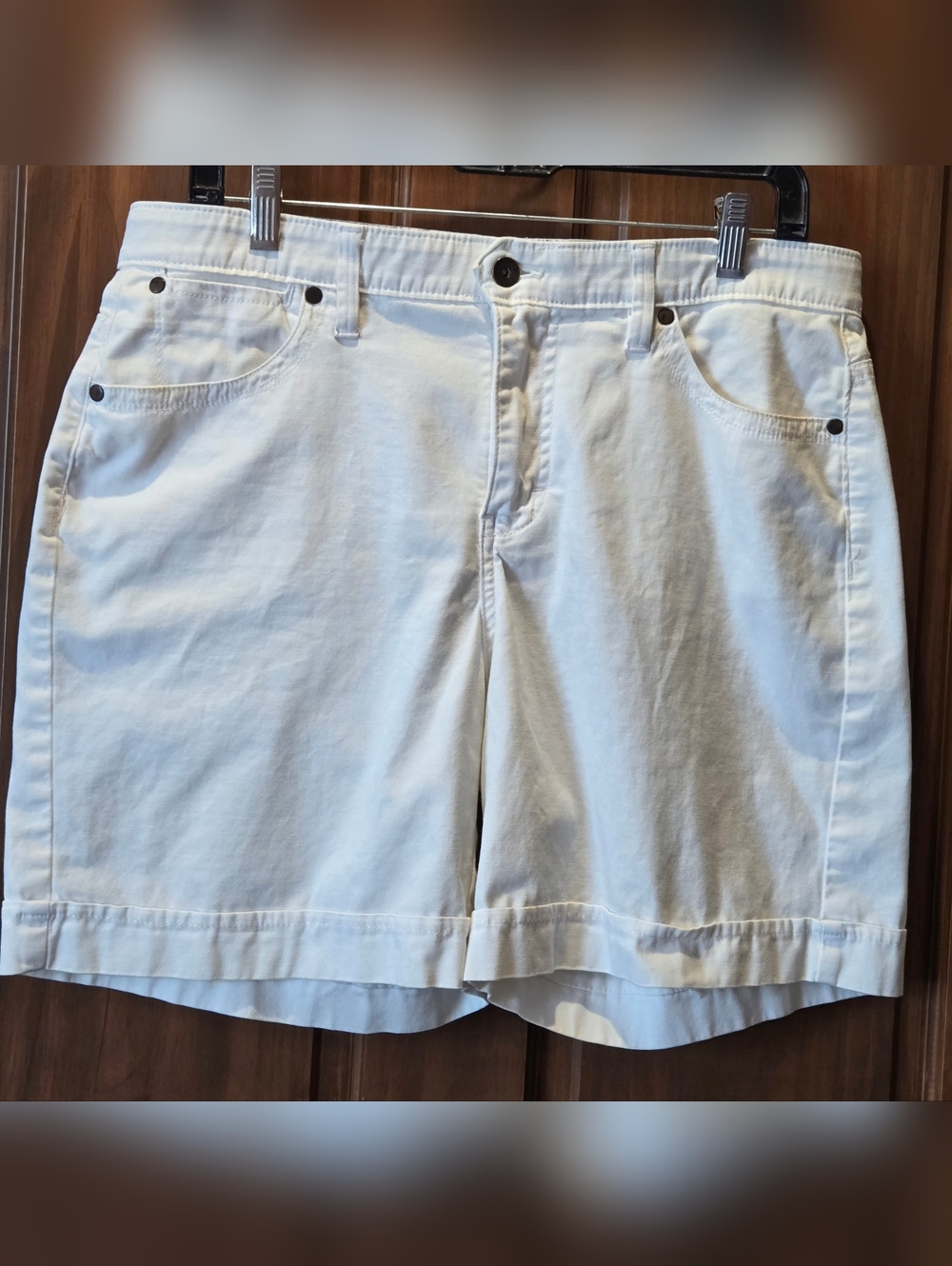 Women’s White Denim Jean Shorts with Turn-Up Hem